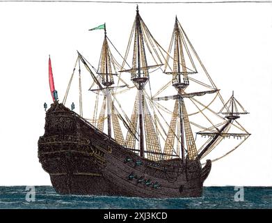 Europe. Histoire maritime. Galleon. xvie siècle. Gravure. Banque D'Images