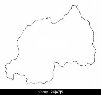Carte de contour du Rwanda isolé sur fond blanc Illustration de Vecteur