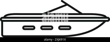 Icône minimaliste d'art au trait d'un yacht à moteur moderne hors-bord naviguant sur la surface de l'eau Illustration de Vecteur