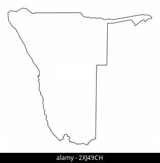 Carte de contour de Namibie isolé sur fond blanc Illustration de Vecteur