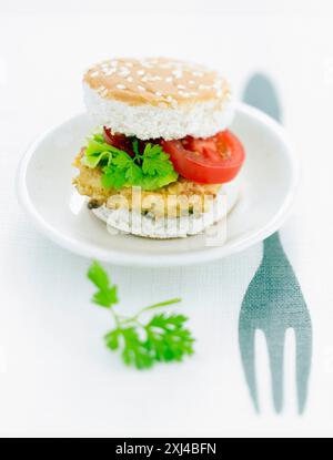 Mini burger de tofu Banque D'Images