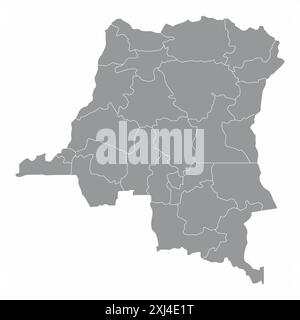 Carte administrative Congo DR isolée sur fond blanc Illustration de Vecteur