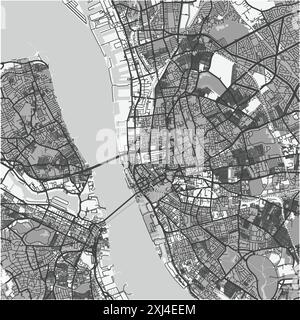 Carte de Liverpool en Royaume-Uni en niveaux de gris. Contient un vecteur en couches avec routes eau, parcs, etc Illustration de Vecteur