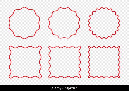 Jeu d'icônes de cadre de vague. Cadre de ligne rectangulaire à bords ondulés Illustration de Vecteur