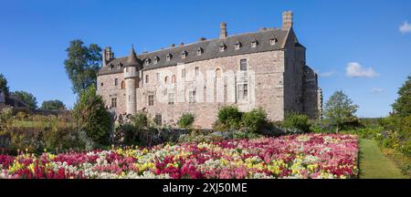 Château la Roche Jagu, XVe siècle, commune de Ploezal, côtes-d'Armor, Bretagne, France Banque D'Images