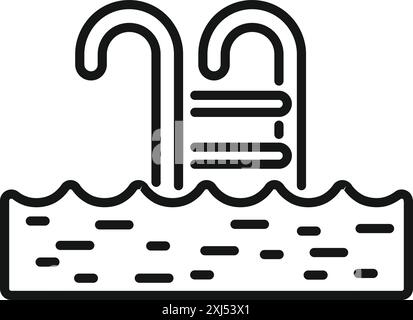 Cette icône minimaliste représente une piscine avec une échelle, parfaite pour illustrer le plaisir et la détente de l'été Illustration de Vecteur