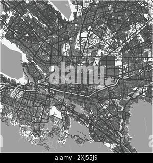 Carte de Monterrey au Mexique en niveaux de gris. Contient un vecteur en couches avec routes eau, parcs, etc Illustration de Vecteur