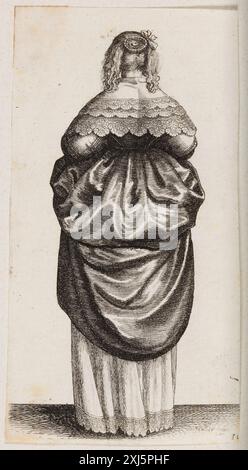 Face arrière femme Hollar, Wenceslas 1607 - 1677 gravure, impression The New Hollstein gravures, gravures et gravures sur bois allemandes 1400-1700, Wenceslas Hollar, partie I-IX, Simon Turner, 309 I, C 43896, 2009-2012 Rygvendt kvinde Banque D'Images