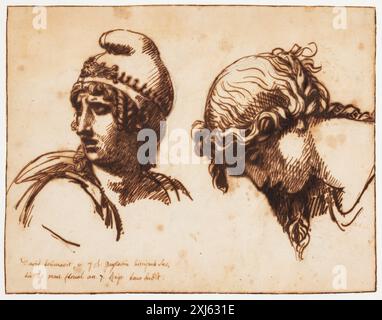 Une femme et un jeune chef David, Jacques-Louis 1748 - 1825 dessin de Poussin à Puvis de Chavannes : une exposition de prêt de dessins français des collections du Musée des Beaux Arts de Lille, Ubekendt, Ved Hervé Oursel, Kat..4, pl. 44, 44267, 1974. Jacques-Louis David, 1748-1825, catalogue raisonné des dessins, Pierre Rosenberg, B.D. I, AFB. p.170, k2003-048, 2002. Øjenlyst : 53 tegninger fra Den kongelige Kobberstiksamling, Ubekendt, AFB. p.91, C 19799, 1993. Jacques-Louis David, Anita Brookner, p.137, 64041, 1980. 100 mesterværker, Eva Friis, AFB. p.95, k1996-233, 1996 et kvinde- og et y Banque D'Images