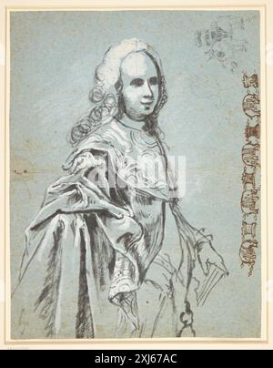 Etude pour un portrait, probablement par A. G. Moltke ; à droite de la revue étude à la chaîne de l'éléphant Pilo, C.G. 1711 - 1793 dessin Svensk sjuttonhundratals konst : bilder och studier under redaktion av Axel Gauffin, Axel Gauffin, p. 79 NR. 4 - ii, 8064, 1923. Svenska målare i Danmark Under 1700-talet, Bo G. Wennberg, p. 54, p. 323 NR. iii, 14867, 1940. Carl Gustaf Pilo : och hans förhållande till den samtida porträttkonsten i Sverige och Danmark, Osvald Sirén, p. 114, afb. v. p. 168, 1753, 1902. Carl Gustaf Pilo som tecknare, Gunnar Jungmarker, Kat. nr. 6, ill p. 19, omtalt p. 20, 22, Banque D'Images