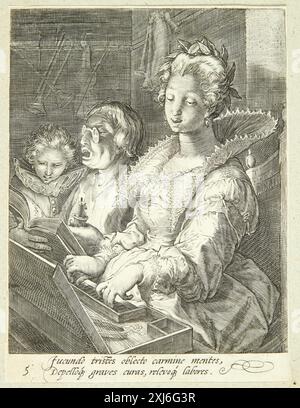 Musique Drebbel, Cornelis Jacobsz 1572 - 1634, Goltzius, Hendrick 1558 - 1617, Drebbel, Cornelis Jacobsz 1572 - 1634 gravure sur cuivre, estampes, gravures et gravures sur bois néerlandaises et flamandes 1450-1700, Hendrick Goltzius, partie I-IV, Marjolein Leesberg, 703, C 48058, 2012 Musik Banque D'Images