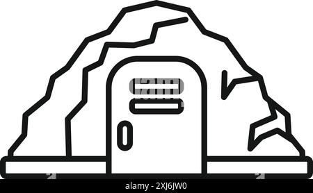 Dessin au trait minimaliste d'un bunker souterrain offrant une protection lors d'une catastrophe Illustration de Vecteur