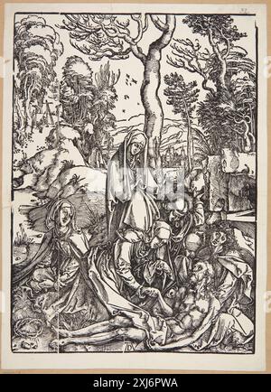 The Lamentation Dürer, Albrecht 1471 - 1528 Woodcut, Print Dürer-Katalog : ein Handbuch über Albrecht Dürers Stiche, Radierungen, Holzschnitte, deren Zustände, Ausgaben und Wasserzeichen, Joseph Meder, Kat. nr. 122 A.A., p. 127, 11088, 1932. Gravures, gravures et gravures allemandes de Hollstein 1400-1700 (vol. VII), Albrecht et Hans Dürer, R.W. Scheller, Kat. nr. 122, p. 110, C 37615 du 1962. The Illustrated Bartsch 10, XVIe siècle German Artists, Albrecht Dürer : Albrecht Dürer, Walter L. Strauss, Kat. nr. 13, p. 108, C 36179, 1980. Albrecht Dürer : das druckgraphische Werk, Rainer Schoch, n Banque D'Images