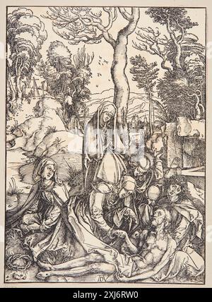 The Lamentation Dürer, Albrecht 1471 - 1528 Woodcut, Print Dürer-Katalog : ein Handbuch über Albrecht Dürers Stiche, Radierungen, Holzschnitte, deren Zustände, Ausgaben und Wasserzeichen, Joseph Meder, Kat. nr. 122 T.a., p. 127, 11088, 1932. Gravures, gravures et gravures allemandes de Hollstein 1400-1700 (vol. VII), Albrecht et Hans Dürer, R.W. Scheller, Kat. nr. 122, p. 110, C 37615 du 1962. The Illustrated Bartsch 10, XVIe siècle German Artists, Albrecht Dürer : Albrecht Dürer, Walter L. Strauss, Kat. nr. 13, p. 108, C 36179, 1980. Albrecht Dürer : das druckgraphische Werk, Rainer Schoch, n Banque D'Images