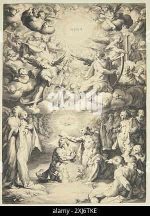 Le baptême du Christ Muller, Jan Harmensz. 1571 - 1628 gravure sur cuivre, impression NY dansk kunsthistorie, Ubekendt, Bd. 2, afb .p. 13, d 22097, 1993-1996 le baptême du Christ Banque D'Images