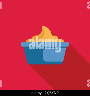 Illustration minimaliste avec un bol rempli de houmous, idéal pour les dessins liés à la nourriture Illustration de Vecteur