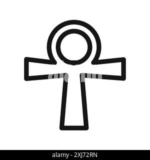 Ankh icône marque de logo de ligne vectorielle ou style de contour de collection de jeu de symboles Illustration de Vecteur