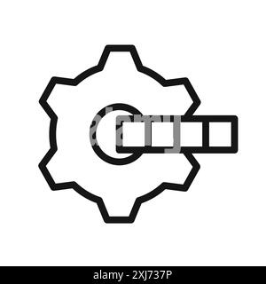 marque de logo de ligne vectorielle d'icône d'excavatrice de roue de godet ou style de contour de collection de jeu de symboles Illustration de Vecteur