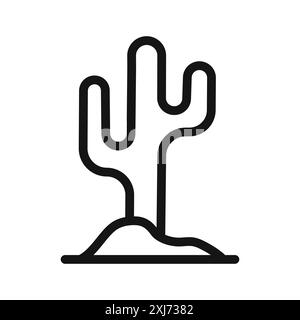 Marque de logo de ligne vectorielle d'icône de cactus ou style de contour de collection de jeu de symboles Illustration de Vecteur