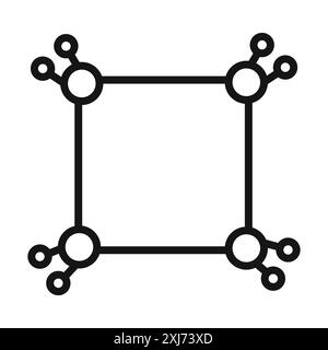 Cyclobutane formule moléculaire icône vecteur ligne logo marque ou style de contour de collection de jeu de symboles Illustration de Vecteur