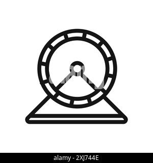 Marque de logo de ligne vectorielle d'icône de roue de hamster ou style de contour de collection de jeu de symboles Illustration de Vecteur