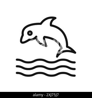 Marque de logo de ligne vectorielle d'icône de SEA LIFE ou style de contour de collection de jeu de symboles Illustration de Vecteur