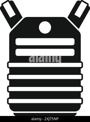 Icône noire d'une armure de corps de police offrant une protection Illustration de Vecteur