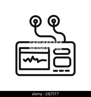 Icône d'électrocardiogramme portable, marque de logo vectorielle ou style de contour de collection de jeu de symboles Illustration de Vecteur