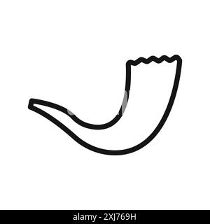 Marque de logo de ligne vectorielle d'icône shofar ou style de contour de collection de jeu de symboles Illustration de Vecteur