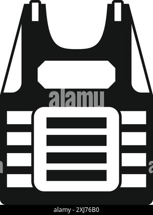 Icône simple noire de gilet pare-balles protégeant de la violence isolé sur fond blanc Illustration de Vecteur