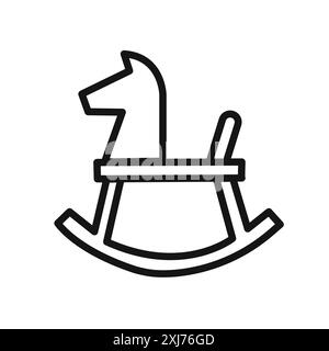 icône de chaise à bascule de cheval jouet marque de logo de ligne vectorielle ou style de contour de collection de jeu de symboles Illustration de Vecteur