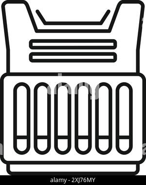 Icône Line d'un gilet pare-balles, pièce d'équipement essentielle pour les policiers dans l'exercice de leurs fonctions Illustration de Vecteur