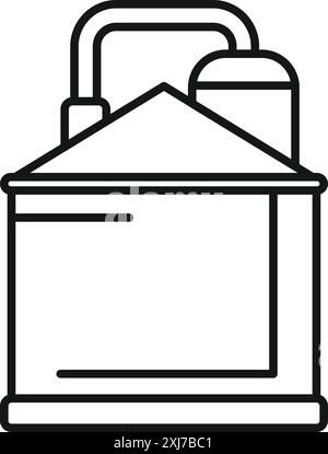 Icône de ligne simple représentant une usine de biogaz transformant la matière organique en énergie durable Illustration de Vecteur