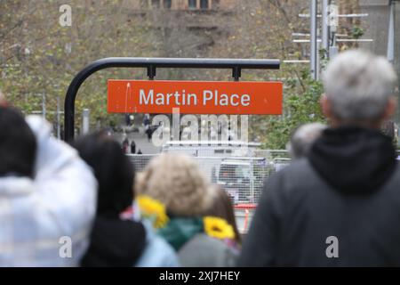 Sydney, Australie. 17 juillet 2024. Des Ukrainiens et d’autres organisent une commémoration à la place Martin pour le 10e anniversaire du massacre du vol MH17. Crédit : Richard Milnes/Alamy Live News Banque D'Images