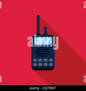 L'émetteur-récepteur portable bidirectionnel est représenté sur un fond rouge Illustration de Vecteur