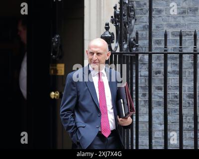 Londres, Royaume-Uni, 16 juillet 2024. Le député John Healey, secrétaire d'État à la Défense, quitte le 10 Downing Street après la réunion du Cabinet. Banque D'Images