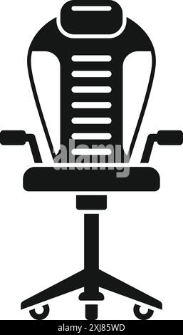 Icône de glyphe noir d'une chaise de jeu moderne, idéale pour représenter le confort et l'ergonomie Illustration de Vecteur