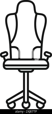 Icône simple d'art au trait d'une chaise de jeu moderne avec des roues, parfait pour représenter le streaming ou l'esport Illustration de Vecteur