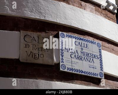 bogota Colombia panneau de rue calle de pueblo viejo (vieille rue du village) Banque D'Images