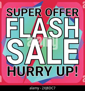 Super offre Flash vente dépêchez-vous bannière carrée pour promouvoir la vente et les articles avec fond rouge foncé Illustration de Vecteur