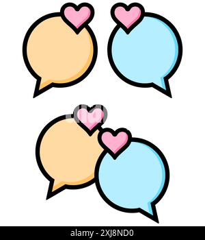 Bulles de discours mignonnes avec Love Hearts Banque D'Images