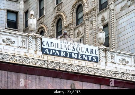 La tour Cadillac, architecture extérieure, Detroit, États-Unis Banque D'Images