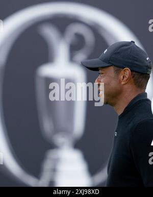 Troon, Écosse, Royaume-Uni. 17 juillet 2024. Mercredi journée d’essais au golf Royal Troon en amont du 152e Championnat Open qui débute du jeudi 18 au 21 juillet. Pic ; Tiger Woods. Iain Masterton/Alamy Live News Banque D'Images