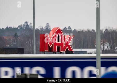 Gothenburg, Suède - 01 mars 2024 : panneau MAX au bord d'une autoroute Banque D'Images