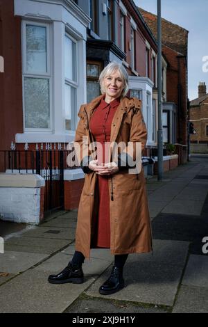 Nadine Dorries députée conservatrice jusqu'en 2023 photographiée à Anfield, Liverpool, où elle a été élevée enfant. Banque D'Images