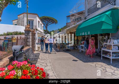 Vue des magasins sur la via Giuseppe Orlandi, Anacapri, île de Capri, Campanie, Italie, Méditerranée, Europe Copyright : FrankxFell 844-34981 utilisation éditoriale O Banque D'Images