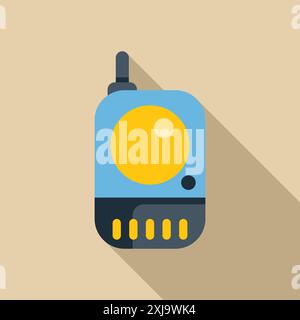 Babyphone debout sur la surface avec une longue ombre, représentant la garde d'enfants et la surveillance de bébé Illustration de Vecteur