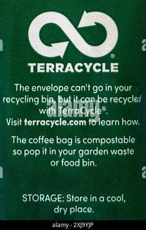 Symbole du logo Terracycle sur les Rich Italian Coffee Bags de Taylors de Harrogate Banque D'Images