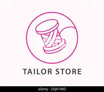 Badge de fil de conception de logo de couture Tailor Store Illustration de Vecteur