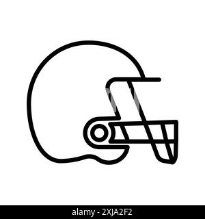 icône de casque de joueur de football américain définie dans un style de contour de ligne mince et un signe vectoriel linéaire Illustration de Vecteur